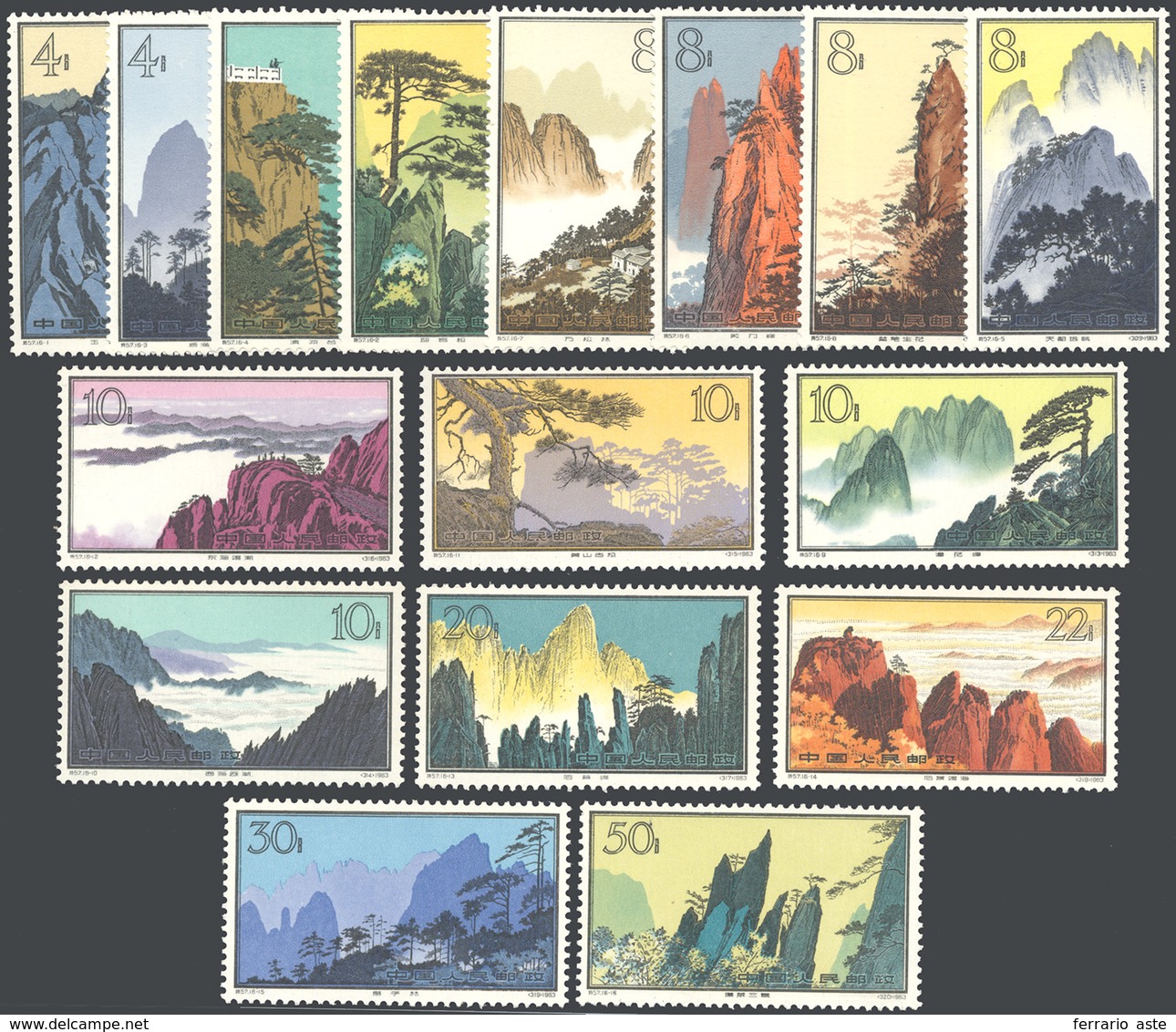 2965 1963 - Landscapes Of Houangshan (1501/1516), Complete Set Of 16, Original Gum, Never Hinged, Perfect... - Sonstige & Ohne Zuordnung