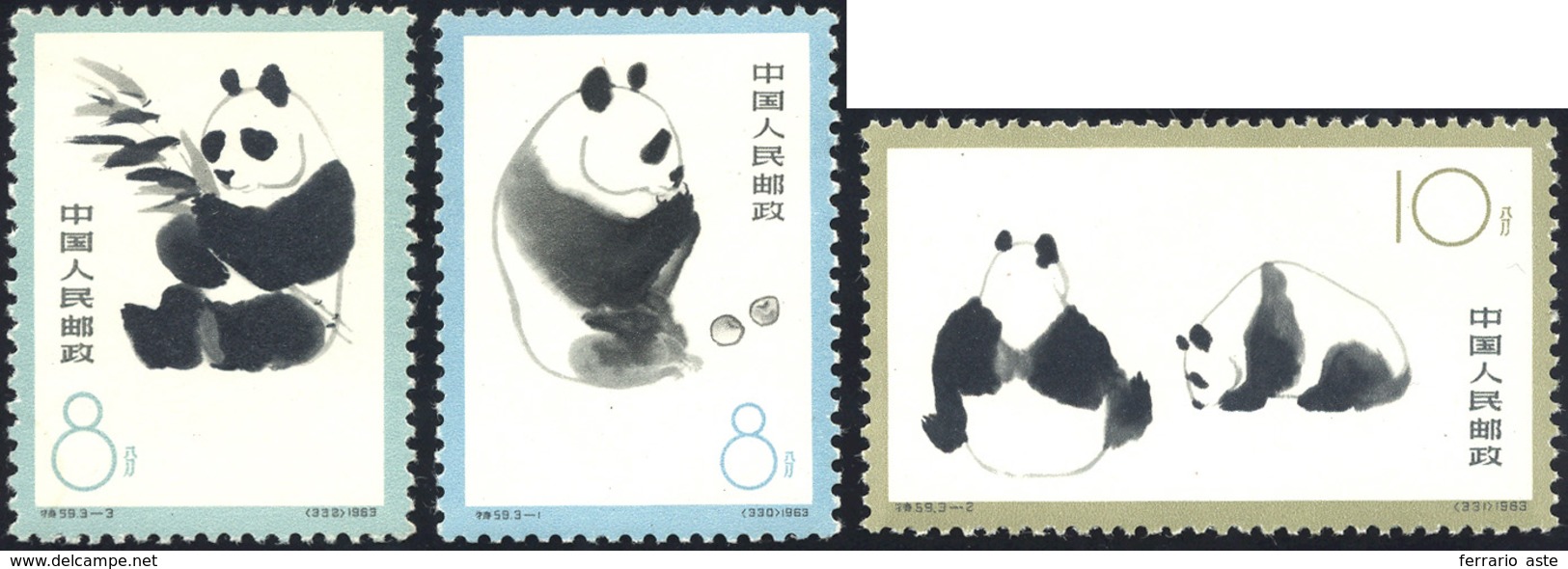 2973 1963 - Giant Panda, Complete Set Of 3 Stamps (Yv.1493/1495, M. 736/738), O.g., MNH.... - Autres & Non Classés