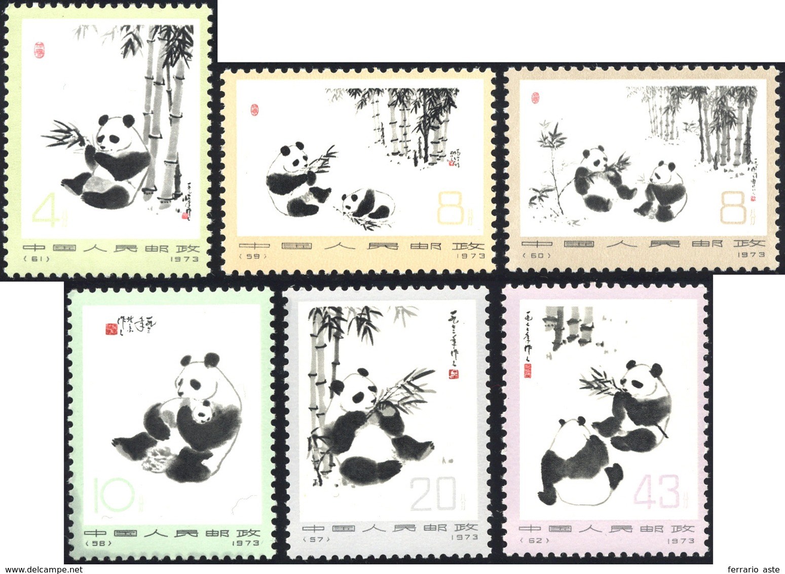 2982 1973 - Giant Panda, Complete Set Of 6 Stamps (Yv.1849/1854, M.1126/1131), O.g., Mint Never Hinged.... - Sonstige & Ohne Zuordnung