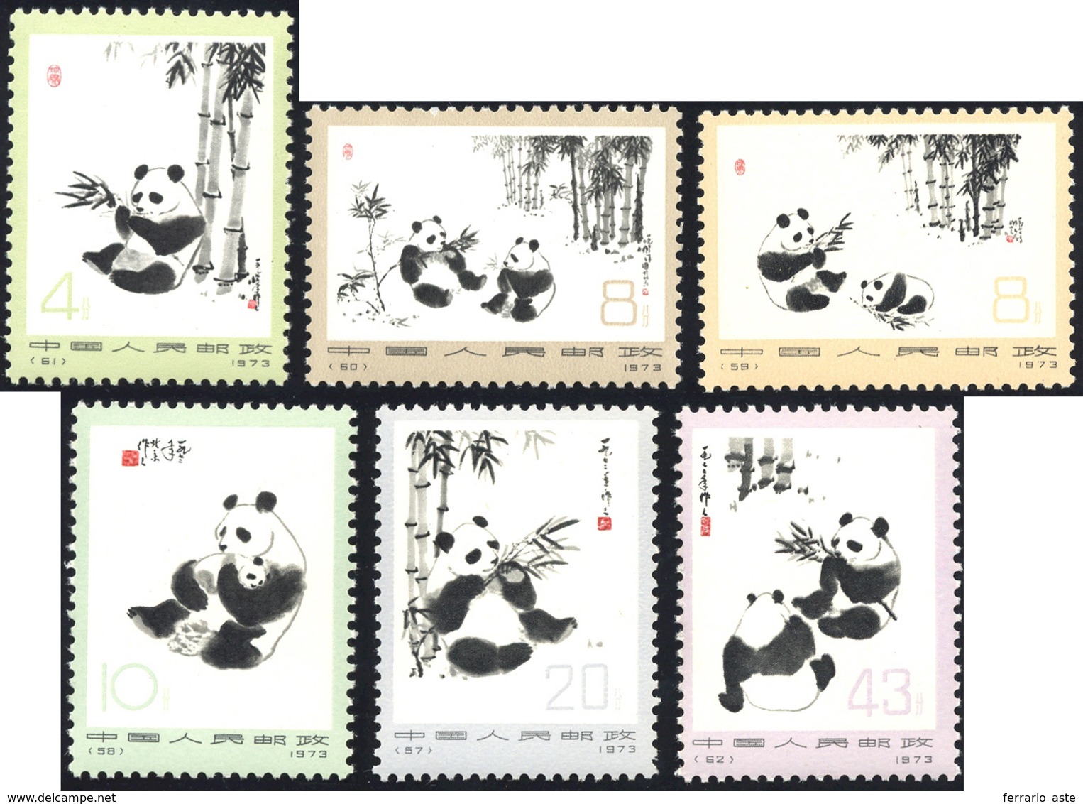 2983 1973 - Giant Panda, Complete Set Of 6 Stamps (Yv.1849/1854, M.1126/1131), O.g., MNH.... - Sonstige & Ohne Zuordnung