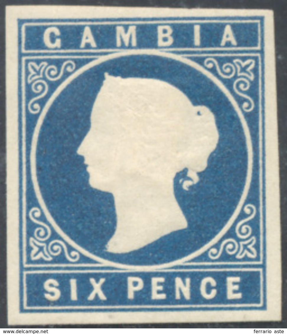 2995 BRITISH COLONIES-GAMBIA 1869 - 6 D. Blue (S.G. 3a £ 550), Without Wmk, Original Gum, Hinged, Perfect... - Autres & Non Classés