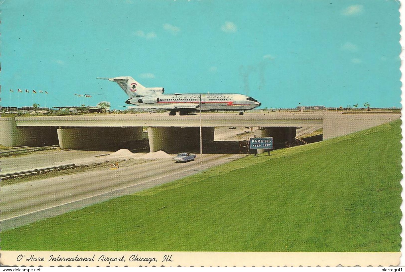 CPA-1965-USA-AEROPORT INTERNATIONAL-O HARE-CHICAGO BOEING B 727 Cie AMERICAN AIRLINES-Roulant -TB E - Aérodromes