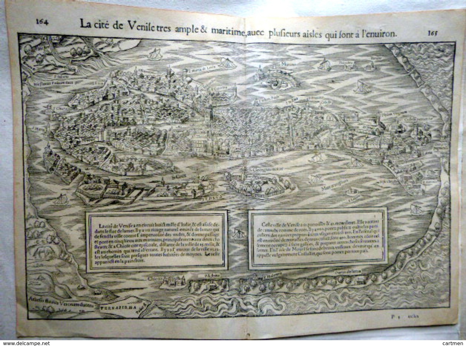 ITALIE VENISE VENEZIA GRANDE CARTE 1552 VUE CAVALIERE DE LA SERENISSIME CARTE XVI° SIECLE - Cartes Géographiques
