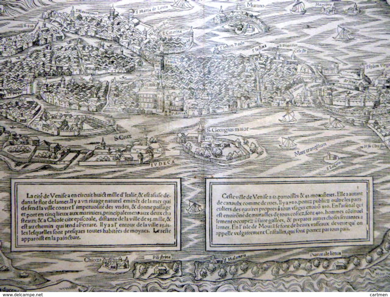 ITALIE VENISE VENEZIA GRANDE CARTE 1552 VUE CAVALIERE DE LA SERENISSIME CARTE XVI° SIECLE - Cartes Géographiques