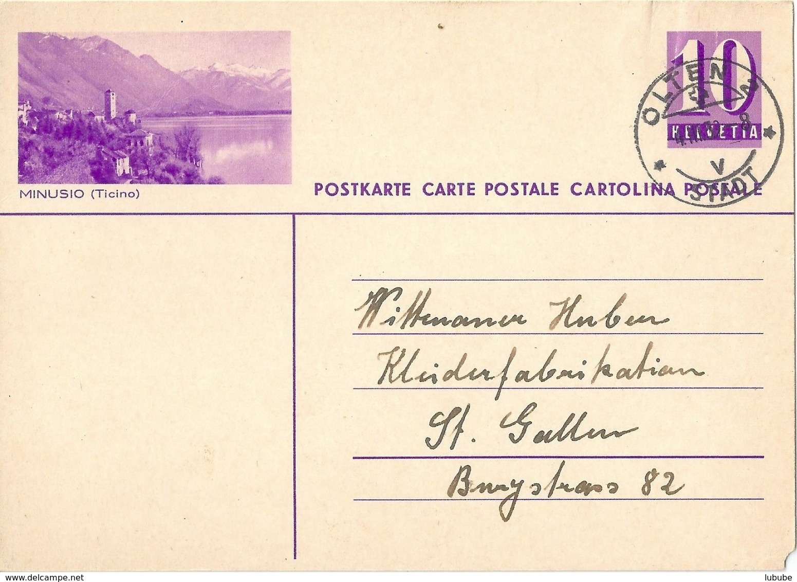 PK 139  "Minusio (Ticino)"           1939 - Interi Postali