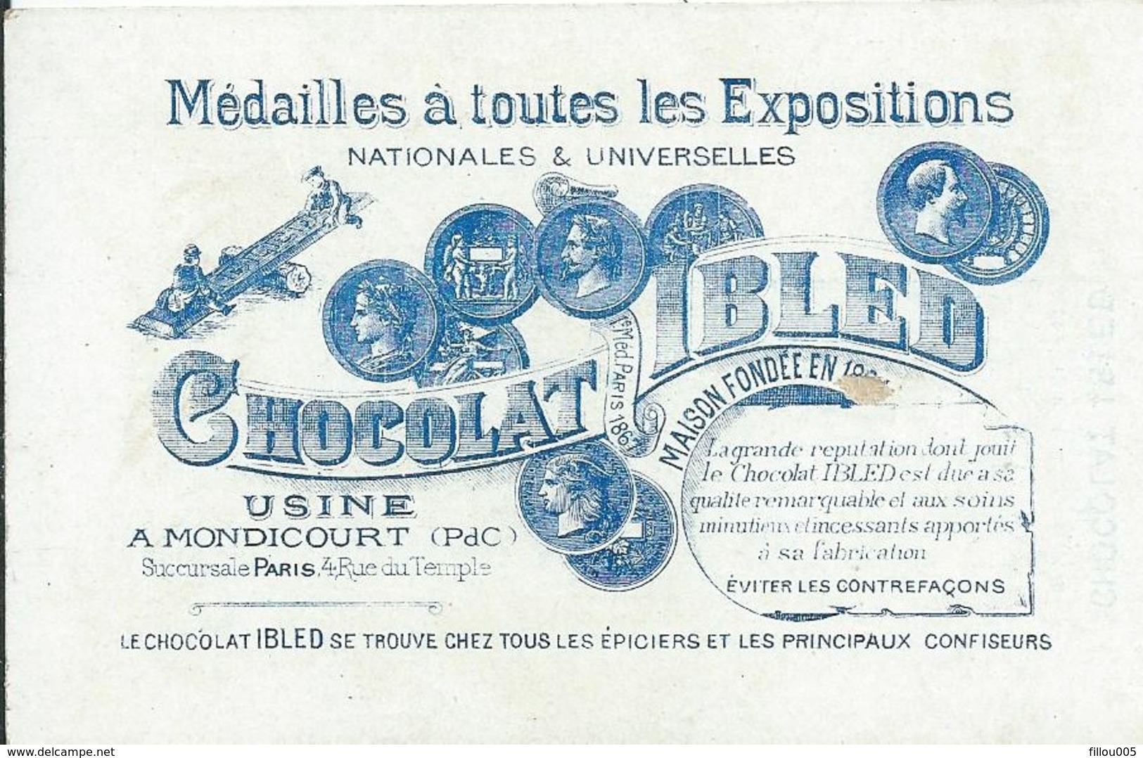 CHROMO..CHOCOLAT IBLED..LA POSTE AU MAROC. DRAPEAU.....MONDICOURT...TIMBRE (fac Similé)..CH0014 - Ibled