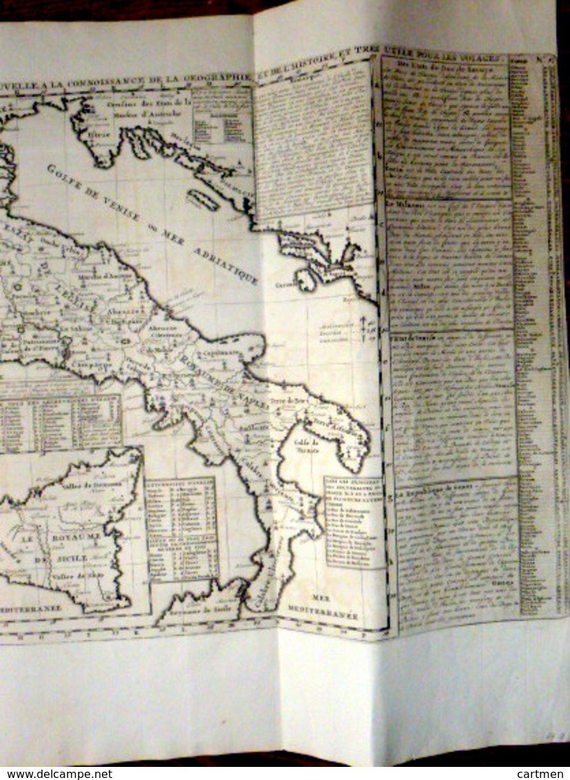 ITALIA NOUVELLE CARTE DE L'ETAT PRESENT DE L'ITALIE CHATELAIN VERS 1710 GRANDE CARTE DEPLIANTE - Cartes Géographiques