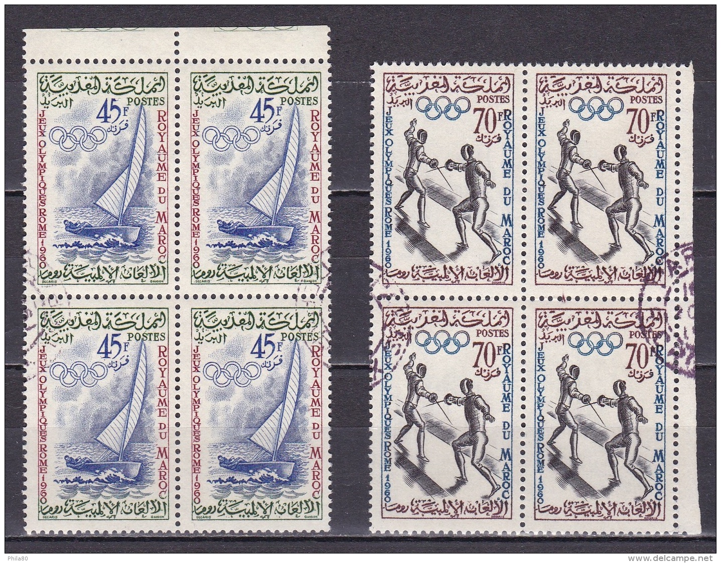 Maroc  Jeux Olympiques 1960   N°419 Et 420 Bloc De 4 - Maroc (1956-...)