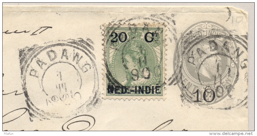 Nederlands Indië - 1900 - 20c Opdruk Op Bontkraag, Als Bijfrankering Op Cover Van VK Padang Naar GR Zutphen / Nederland - Nederlands-Indië