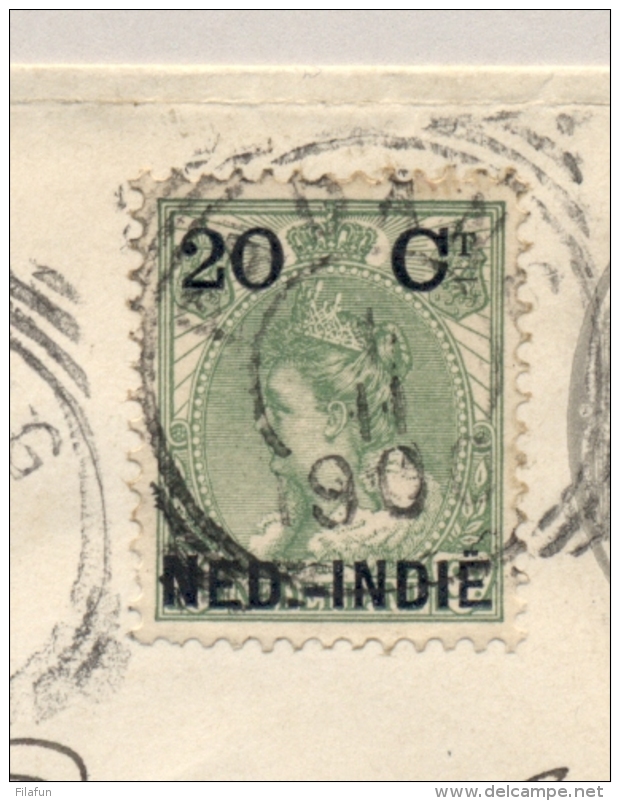 Nederlands Indië - 1900 - 20c Opdruk Op Bontkraag, Als Bijfrankering Op Cover Van VK Padang Naar GR Zutphen / Nederland - Nederlands-Indië