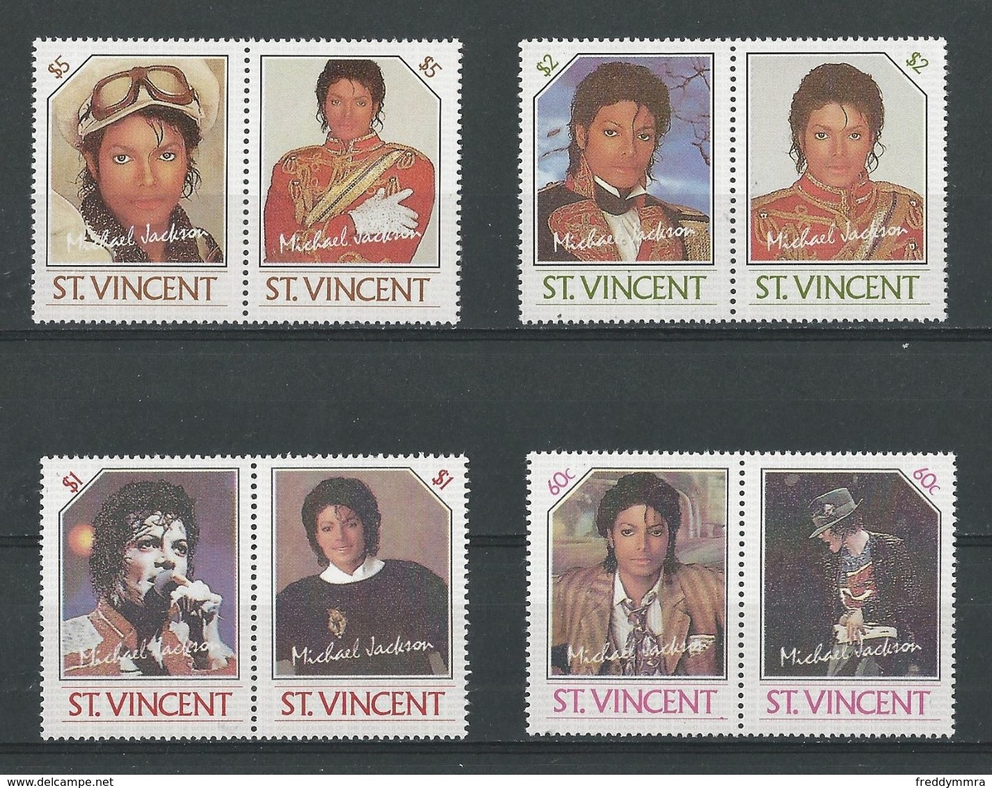 St Vincent : Michel -  890/ 897 + BF 26/ 29 **   Michael Jackson  (Unuthorized Reprints) - St.Vincent (1979-...)