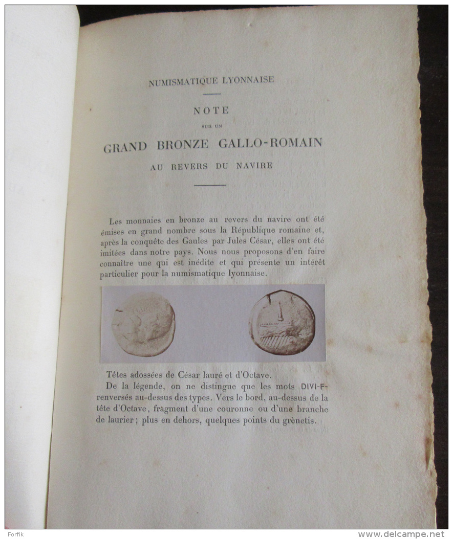 Livre / Fascicule - Numismatique Lyonnaise - Note Sur Un Bronze Gallo-Romain Au Revers Du Navire - 1899 - TBE - Français