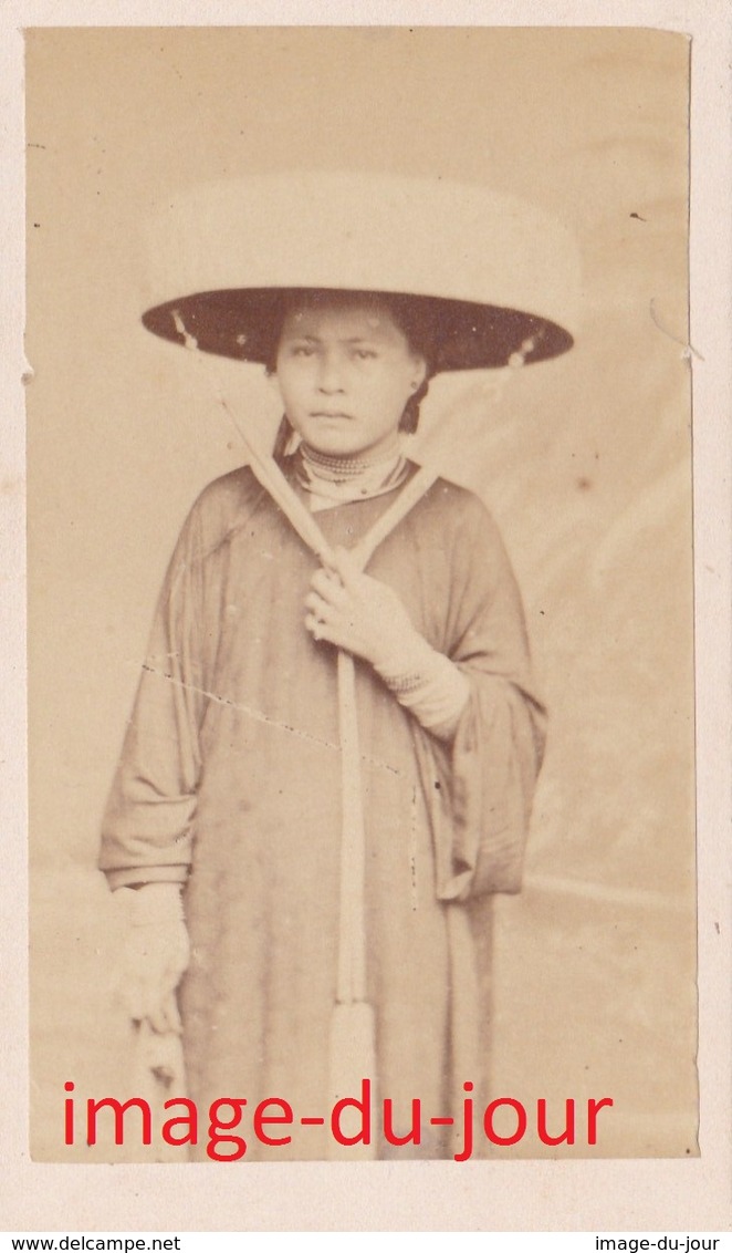 Photo Cdv  Femme Annamite  Saigon Cochinchine Siam Annam Thailande Tonkin  Photo Gsell - Anciennes (Av. 1900)