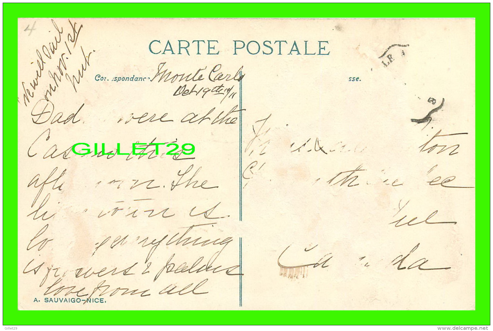 MONTE CARLO, MONACO - ENTRÉE DU CASINO - ANIMÉE - ND. PHOTO - CIRCULÉE EN 1911 - - Monte-Carlo