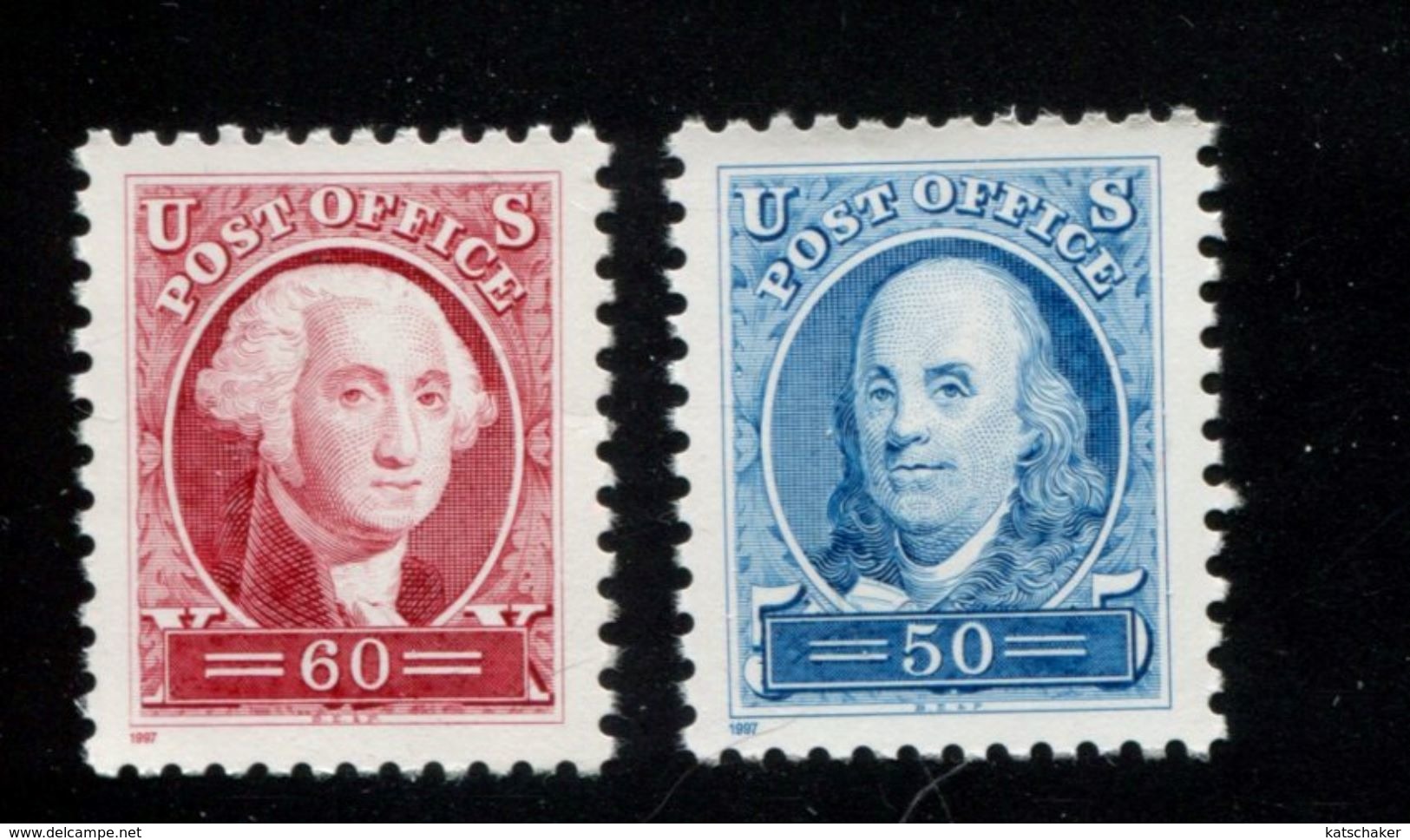 549419534 1997 USA ** MNH SCOTT 3139A 3140a Washington FRANKLIN Pacific 97 - Neufs