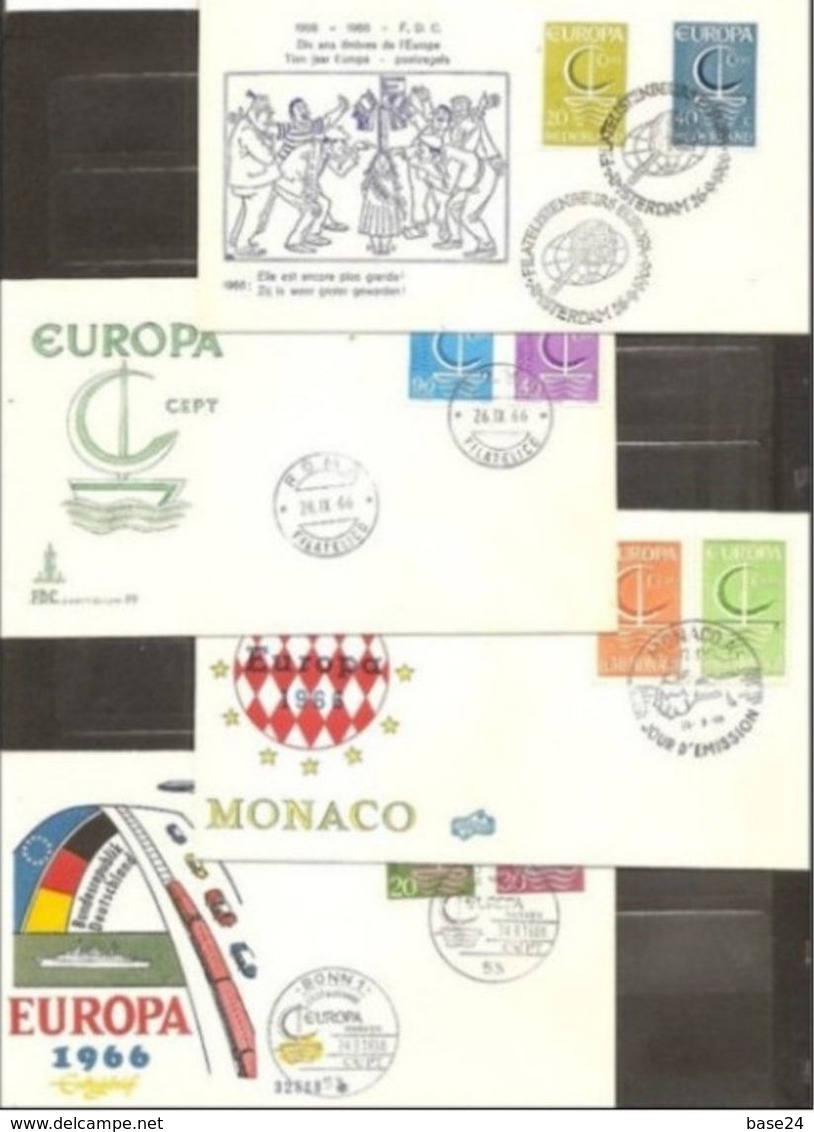 1966 Europa CEPT Europe ANNATA  YEAR 13 FDC Andorra, Belgio, Germania, Francia, Grecia, Italia, Lussemburgo, Monaco..... - 1966