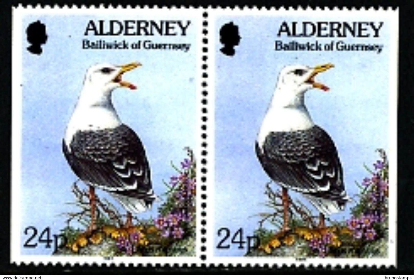 ALDERNEY - 1994  FLORA & FAUNA  24p  PAIR  EX BOOKLET  IMPERF SIDES  MINT NH - Alderney