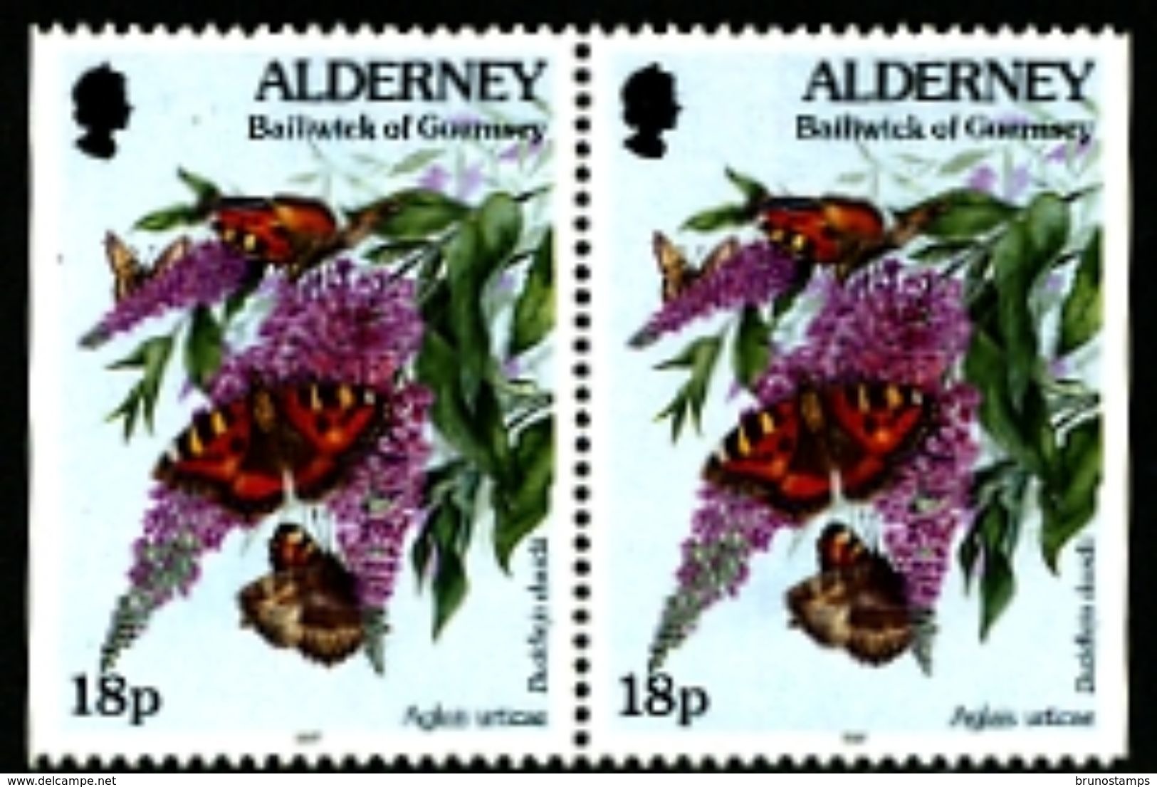 ALDERNEY - 1997  FLORA & FAUNA  18p  PAIR  EX BOOKLET  IMPERF SIDES  MINT NH - Alderney