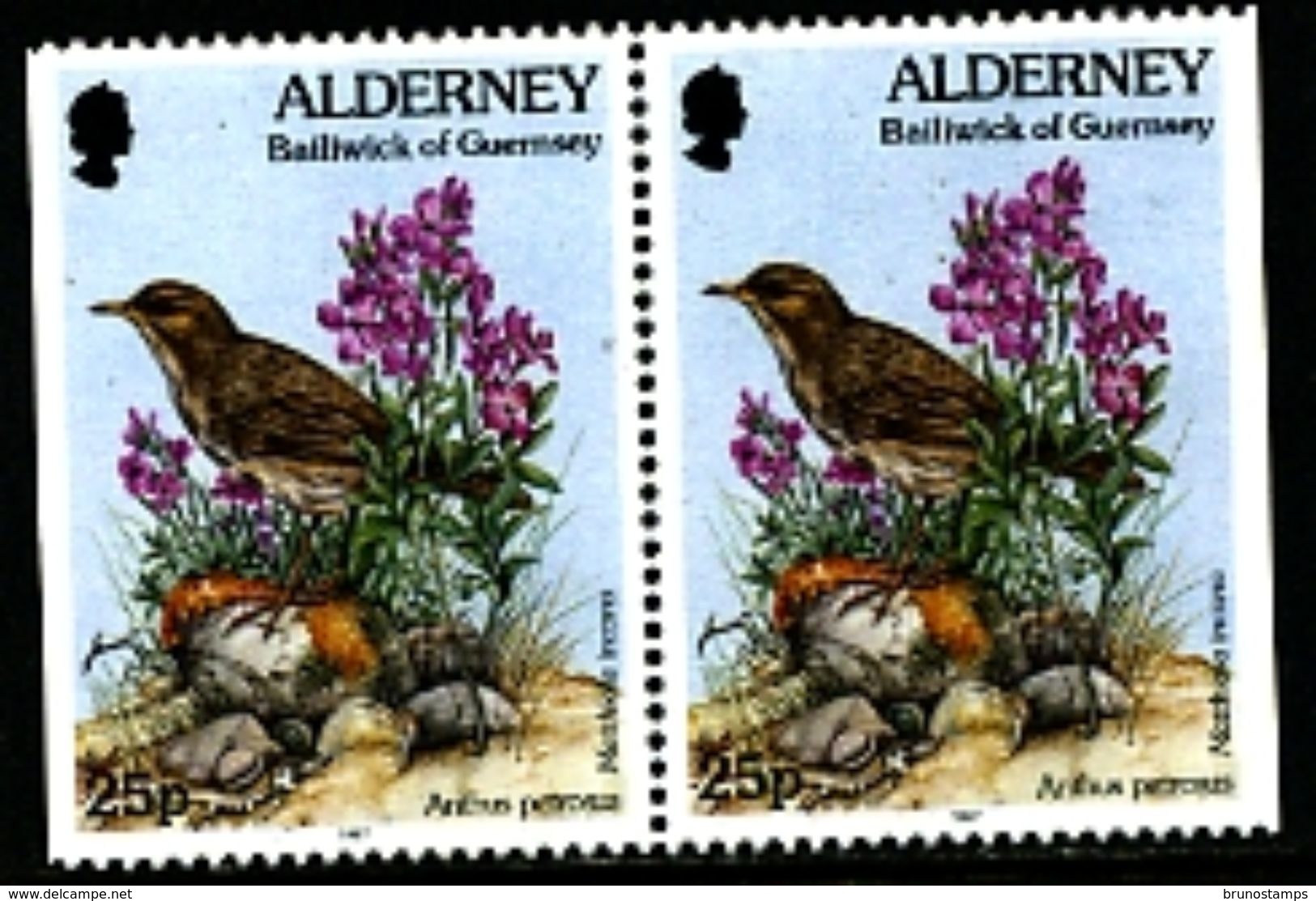 ALDERNEY - 1997  FLORA & FAUNA  25p  PAIR EX BOOKLET  IMPERF SIDES  MINT NH - Alderney