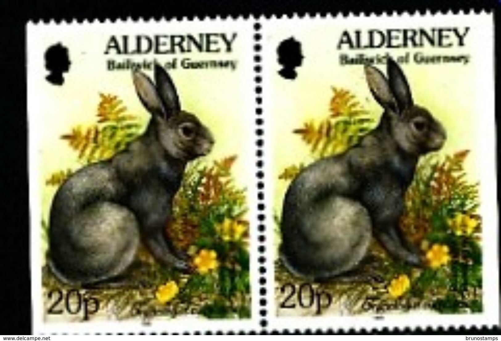 ALDERNEY - 1998  FLORA & FAUNA  20p  PAIR EX BOOKLET  IMPERF SIDES  MINT NH - Alderney