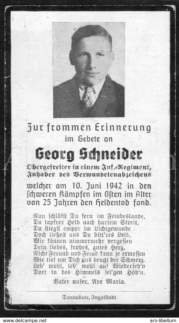 Doodsprentje / Bidprentje / Avis De Décès / Sterbebild / Sterbebilder / Obergefreiter / Georg Schneider / 1942 / 2 Scans - Obituary Notices