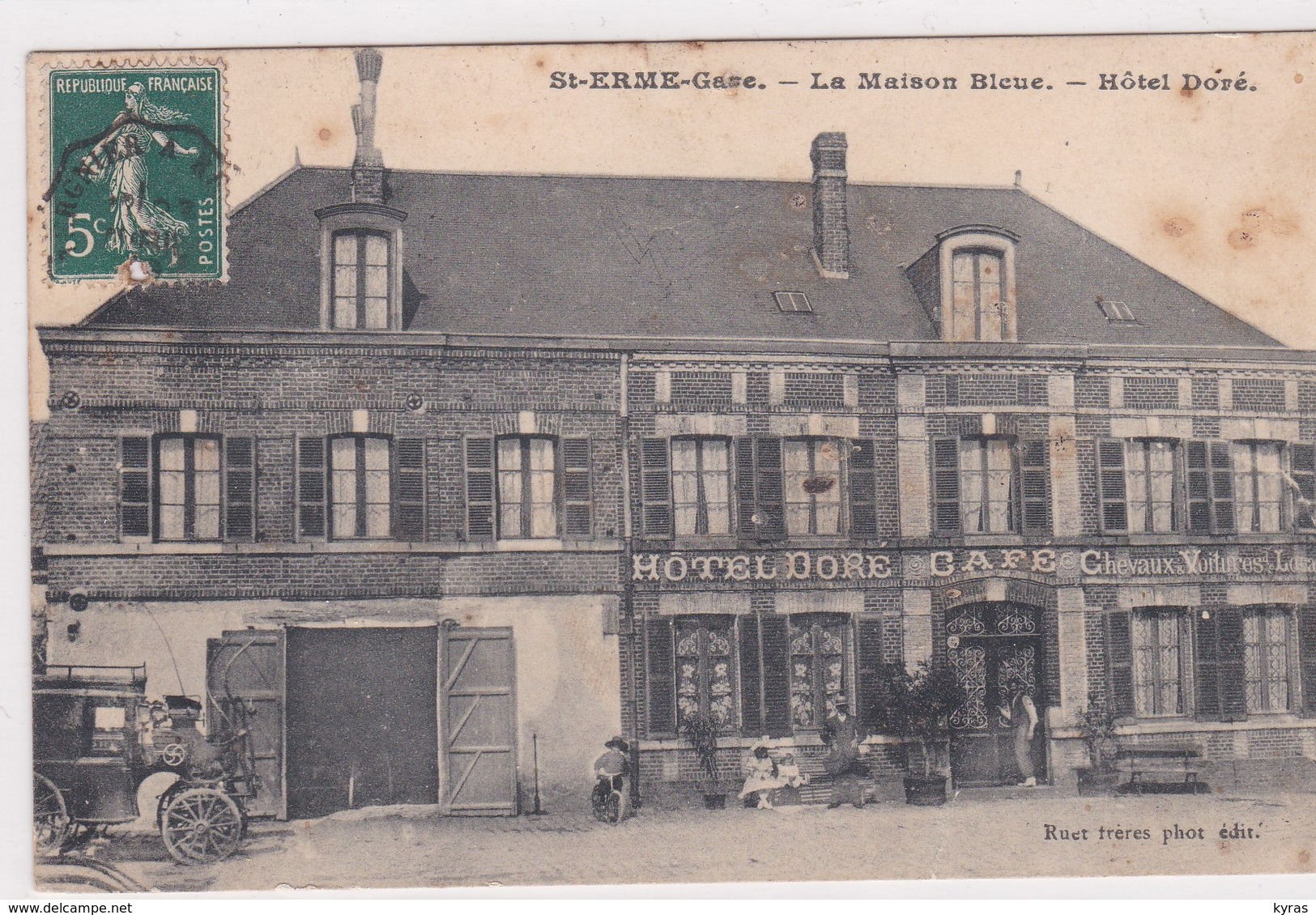 ST ERME - Gare  (02) La Maison Bleue . Hôtel Doré (Café . Chevaux Et Voitures De Louage) Vendue En L'état - Andere & Zonder Classificatie