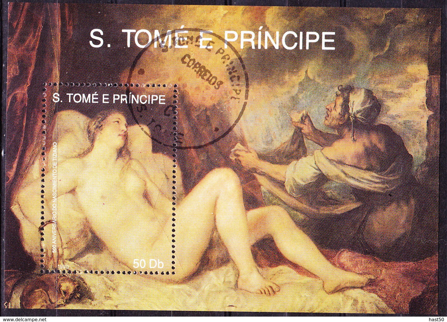 Sao Tomé Und Principe - Weiblicher Akt; Von Tizian (MiNr: Bl. 250) 1990 - Gest Used Obl - Sao Tome Et Principe