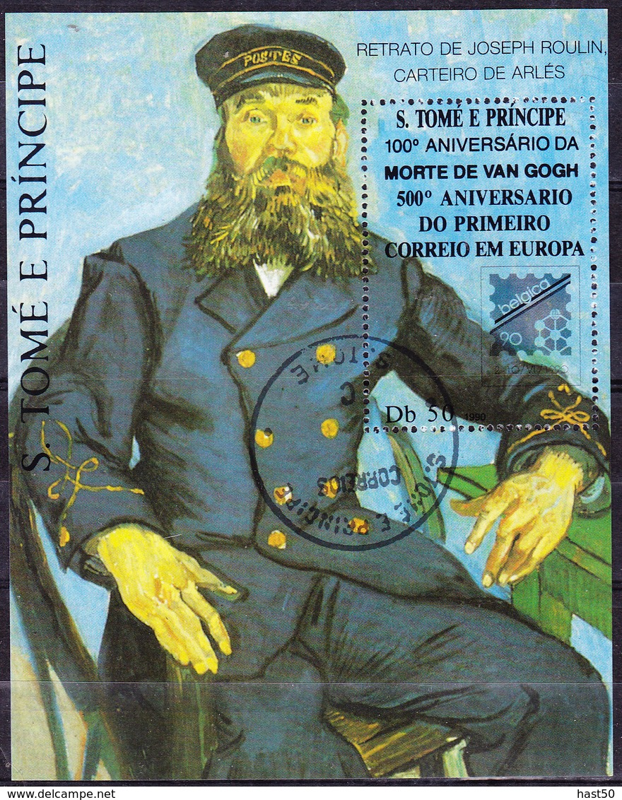 Sao Tomé Und Principe - Briefträger Roulin; Von Van Gogh (MiNr: Bl. 248) 1990 - Gest Used Obl - São Tomé Und Príncipe