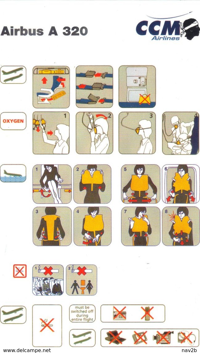 CCM  ( Devenue AIR  CORSICA ) Airbus A 320 . - Safety Cards