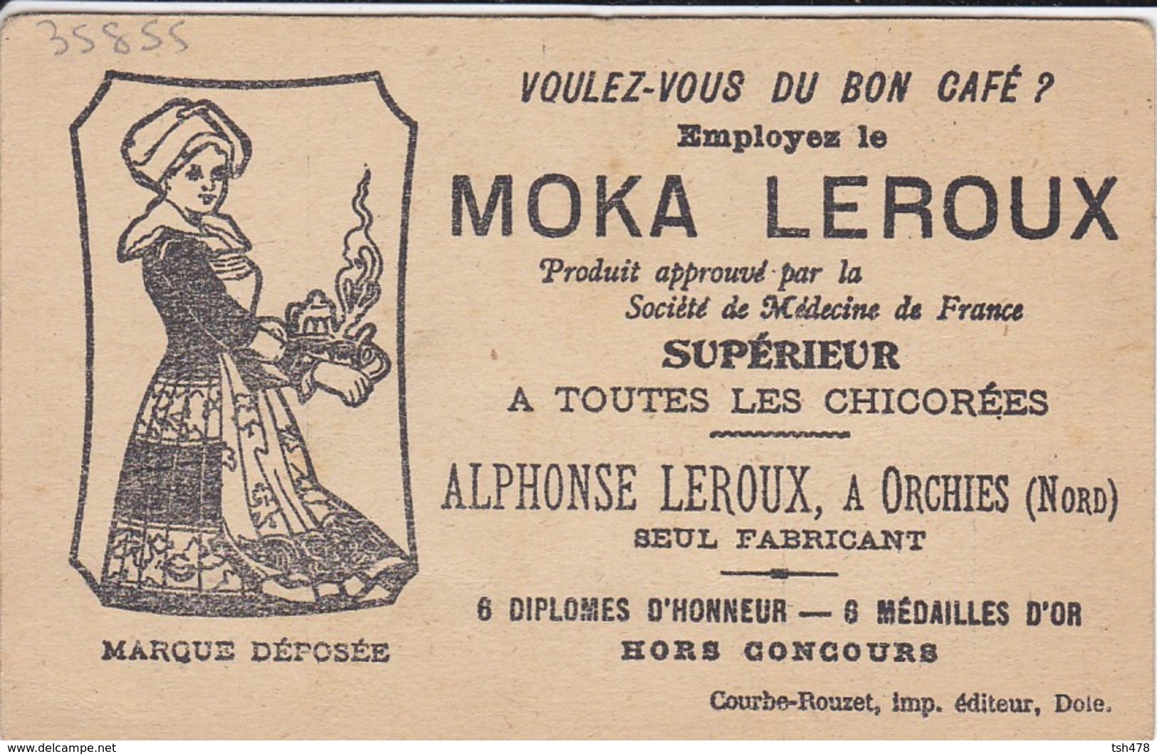 RARE---CHROMO--MOKA LEROUX--ou Chacun Regarde-t-il L'heure ?-( Réveil, Pendule, Horloge, Montre à Gousset )-voir 2 Scans - Thé & Café