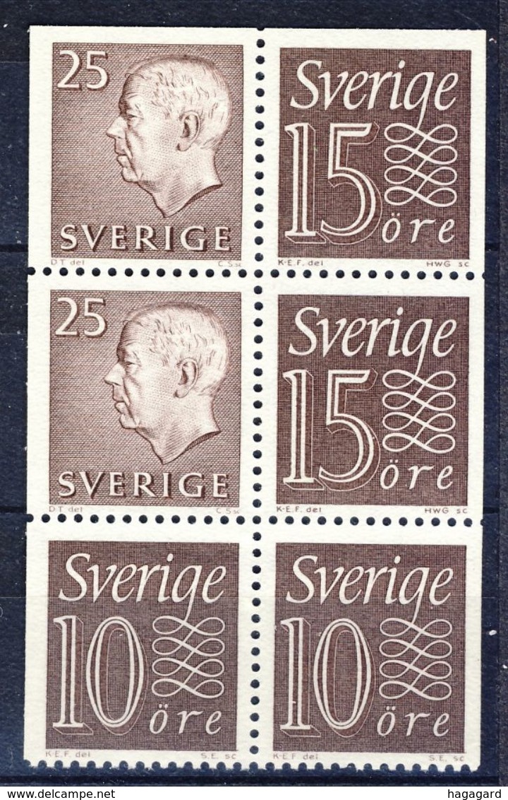 +G1909. Sweden 1964. King Gustav VI Adolf. Sheetlet From Booklet. Michel Hbl. 28. MNH(**) - Neufs