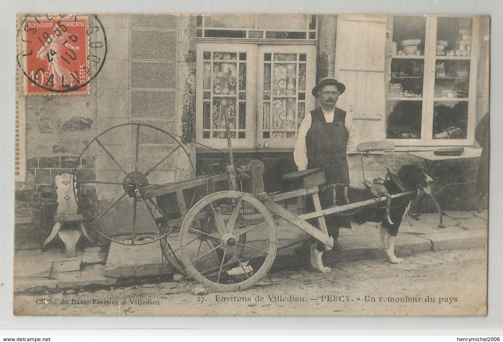 50 Manche - Percy Un Remouleur Du Pays Env De Villedieu Attelage De Chien Cachet Lisieux 1910 Normandie - Villedieu