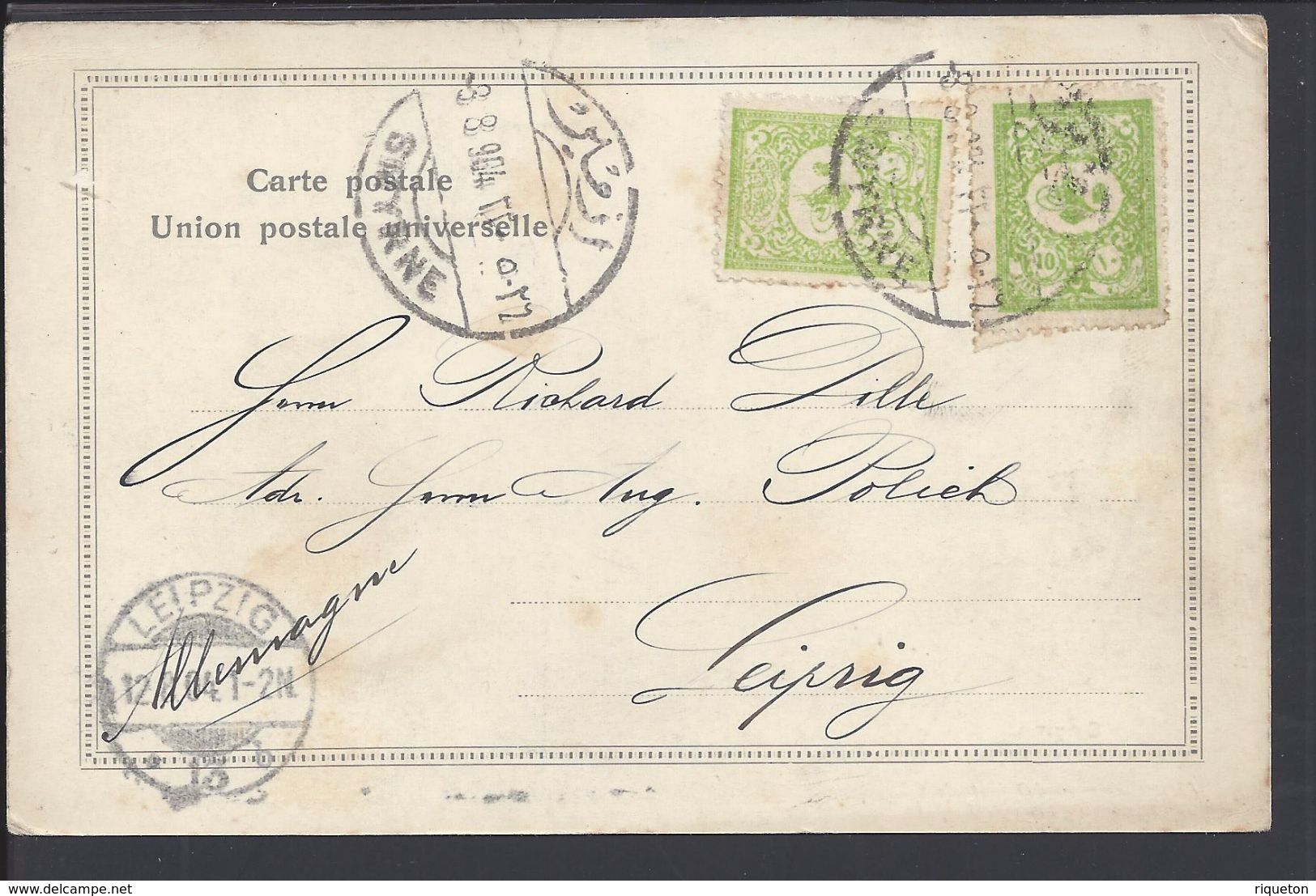 TURQUIE - 1904 - Affr. 20 Paras Sur Belle Carte Postale Illustrée "Smyrna Karawanenbrucke" De Smyrne Vers Leipzig - B/TB - 1837-1914 Smirne