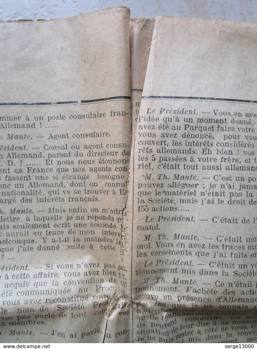 Journal Le FRANCAIS 1916 Affaire Théodore MANTE Marseille