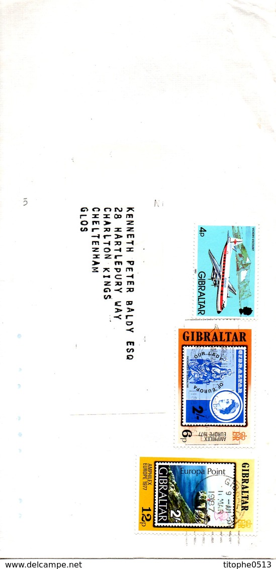 GIBRALTAR. N°364-5 De 1977 Sur Enveloppe Ayant Circulé. Europe 1977/Amphilex/Timbres Sur Timbres. - 1977