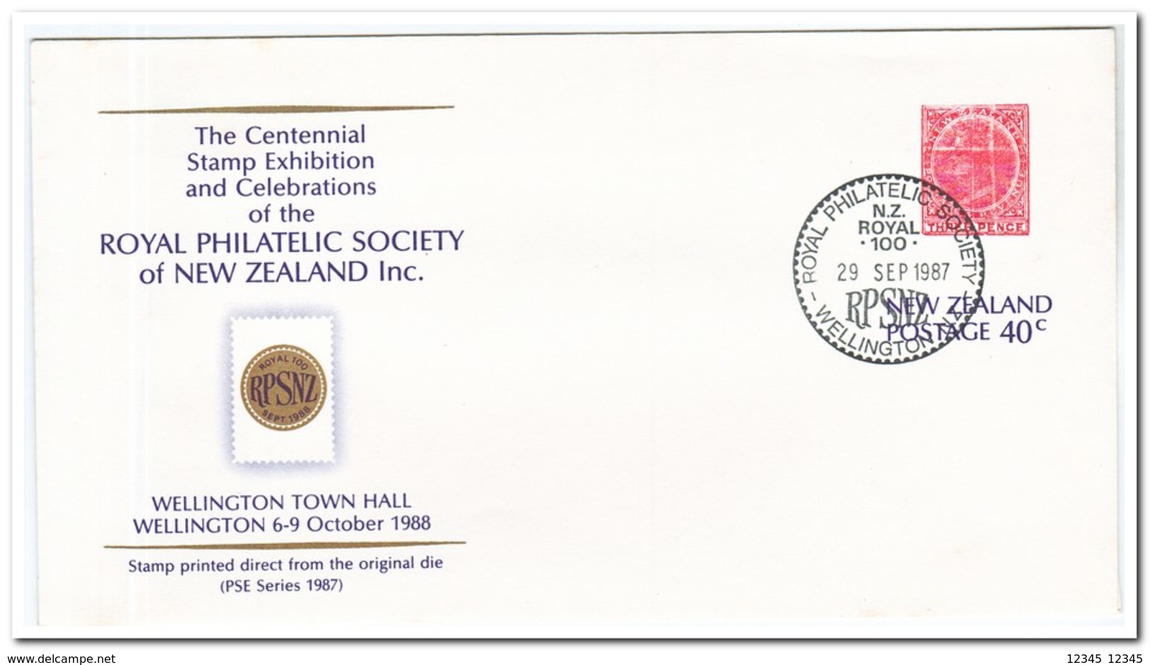 Nieuw Zeeland 1987, Prepaid Envelope, Stamped Royal Philatelic Society Wellington - Entiers Postaux