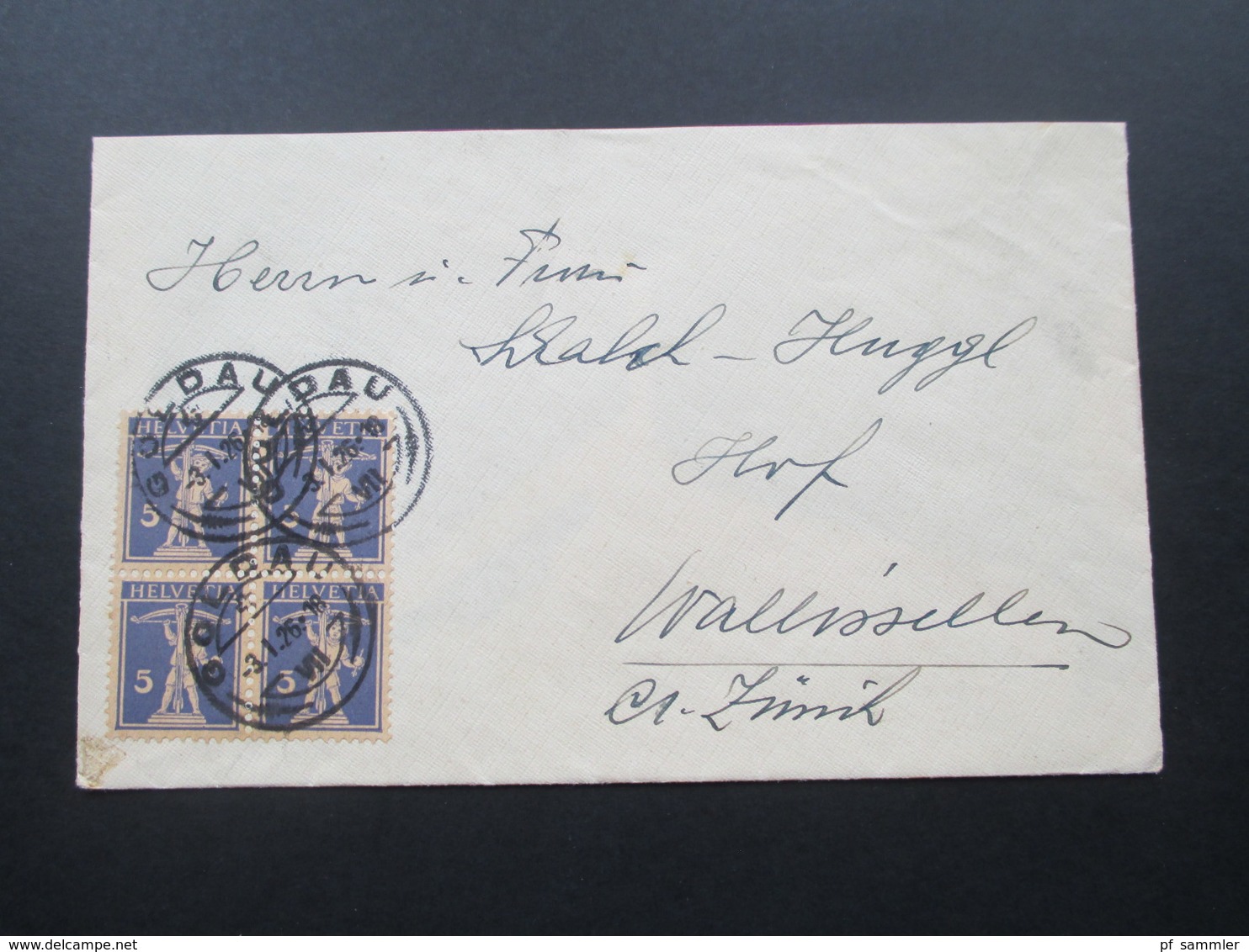 Schweiz 1926 Tellknabe Als Viererblock! Stempel Goldau - Cartas & Documentos