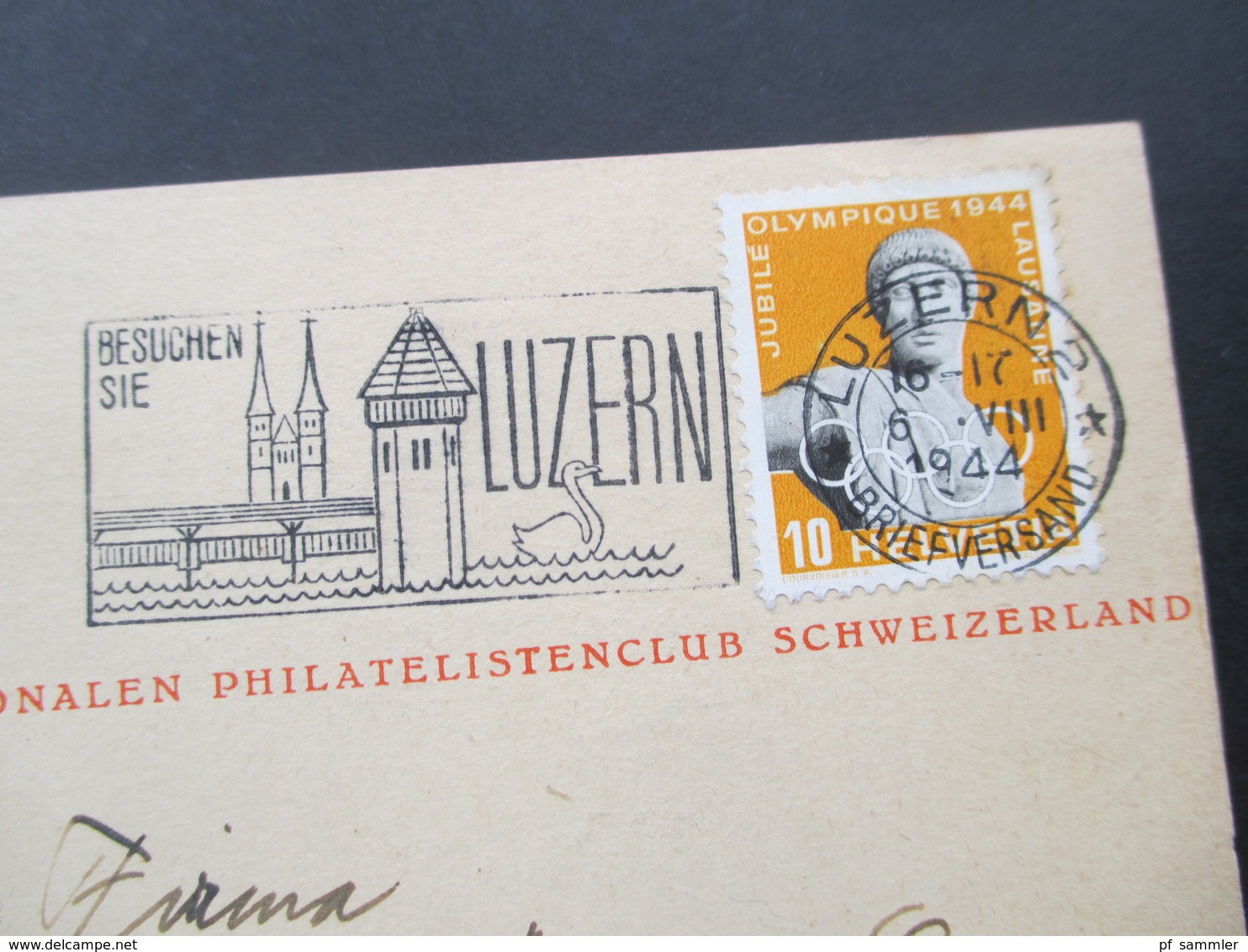 Schweiz 1944 Sonderpostkarte Des Internationalen Philatelistenclub Schweizerland. Schweizerland Verlag Kriens - Covers & Documents