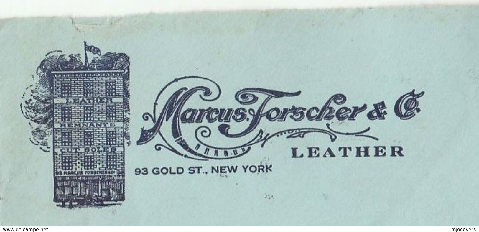1932 USA Illus ADVERT Blue POSTAL STATIONERY COVER Illus STORE Of MARCUS FORSHER LEATHER NY Stamps - 1921-40
