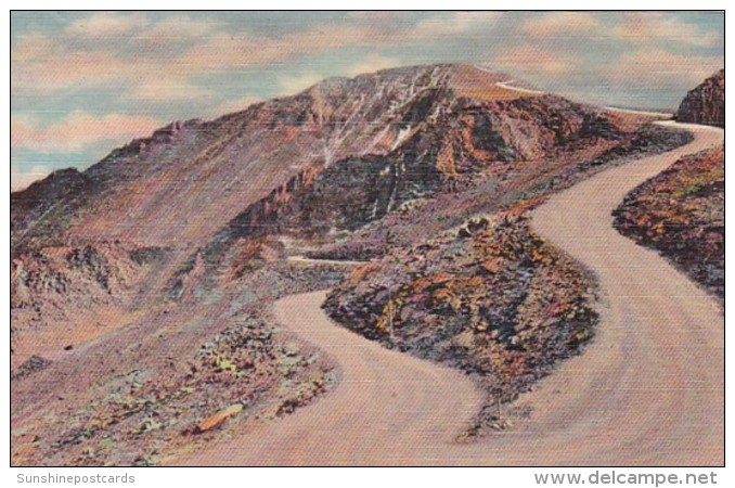 Colorado Pikes Peak Nearing The Top On The Auto Highway Curteich - Rocky Mountains