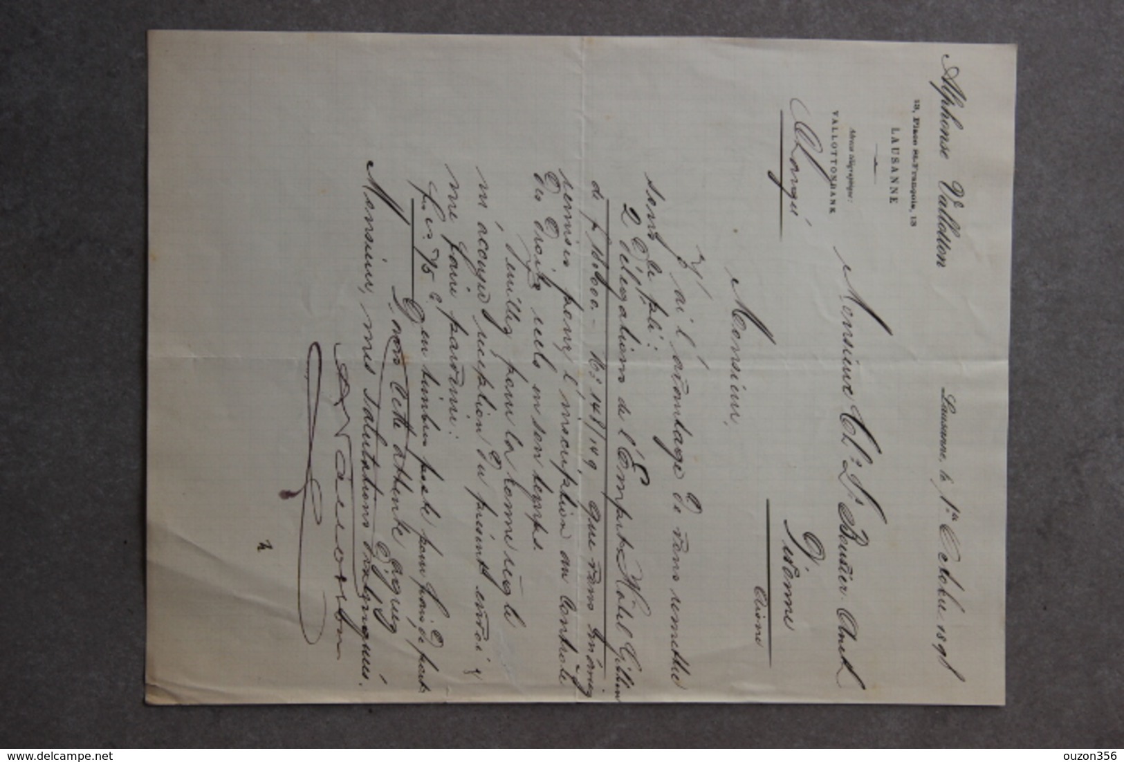 Lettre Alphonse Vallotton à Lausanne (Suisse), 1898 - Schweiz