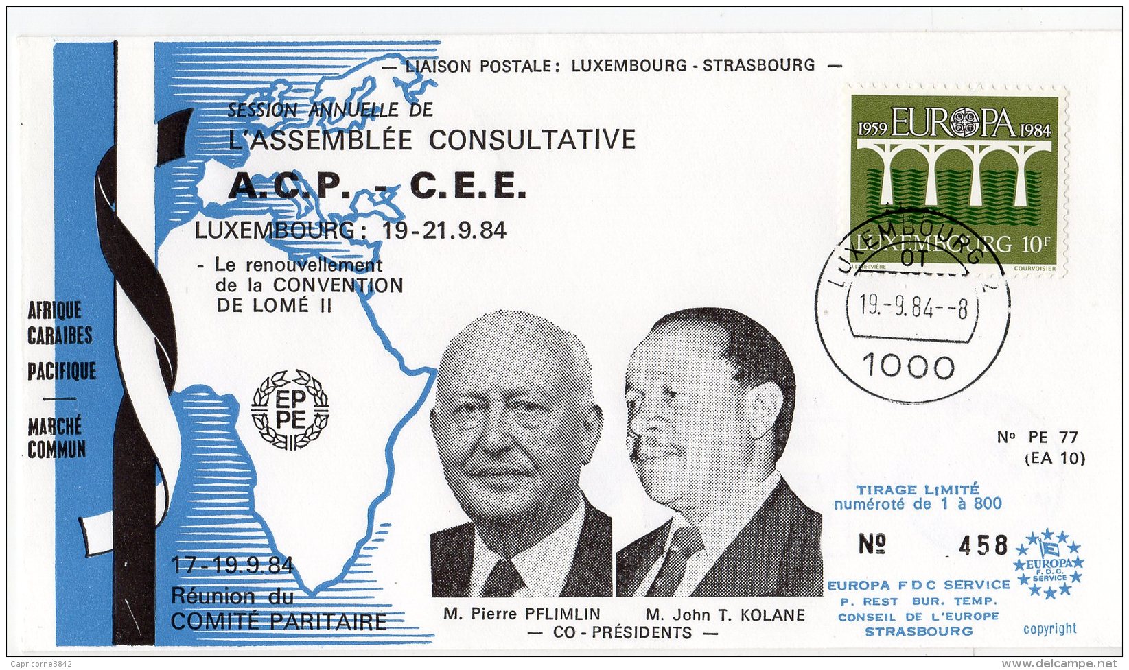 1984 - Luxembourg - Session Annuelle De L'Assemblée Consultative. Messieurs PFLIMLIN Et KOLANE Co-présidents - Comunità Europea