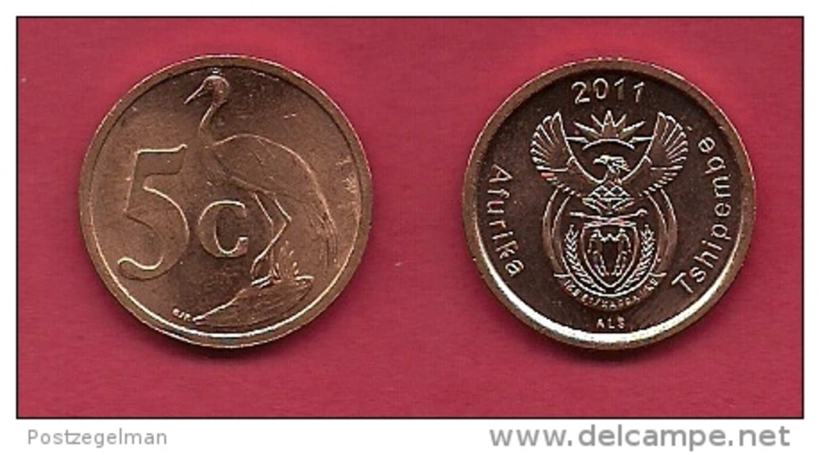 SOUTH AFRICA, 2011, 5 Off Nicely Used Coins 5 Cent C2145 - Zuid-Afrika