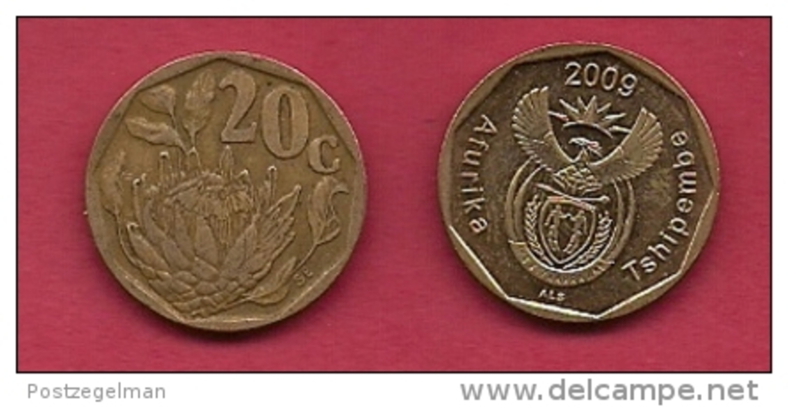 SOUTH AFRICA, 2009, 3 Off Nicely Used Coins 20 Cent C2105 - Zuid-Afrika