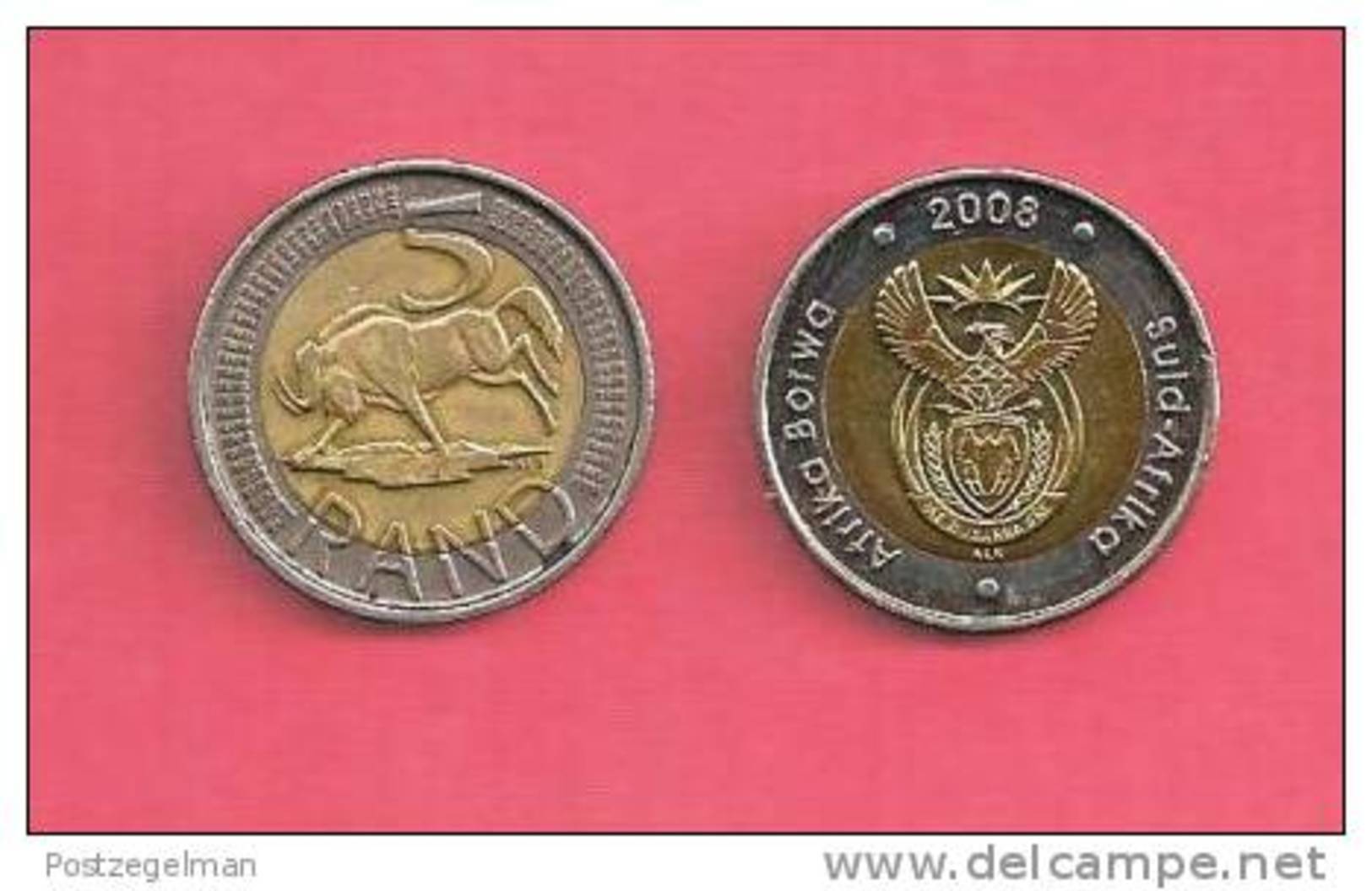 SOUTH AFRICA  2008 Nicely Used 5 Rand Coin Nr. 166C, C1329 - Zuid-Afrika