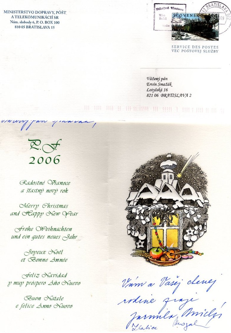 286-SLOVAKIA2005  POSTAL STATIONERY- MINISTRY OF TRANSPORT, POSTS AND TELECOMMUNICATIONS OF THE  SLOVAK REPUBLIC **MNH5B - Briefe