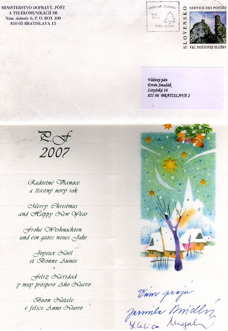 286-SLOVAKIA 2006 POSTAL STATIONERY- MINISTRY OF TRANSPORT, POSTS AND TELECOMMUNICATIONS OF THE  SLOVAK REPUBLIC **MNH5B - Briefe