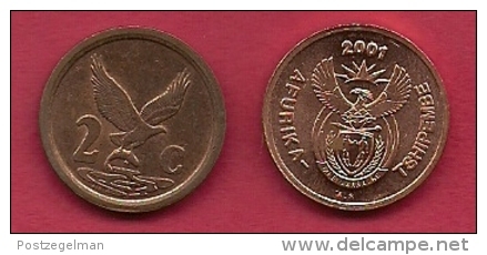 SOUTH AFRICA, 2001, 5 Off Nicely Used Coins 2 Cent C2157 (new Coat Of Arms) - South Africa