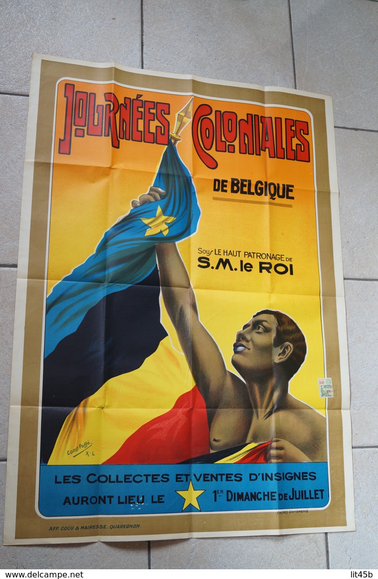 RARE Affiche Journées Coloniales De Belgique,Cocu Et Mairesse,dessin Const.Poffé,X.L.1926,état Neuf ! - Unclassified