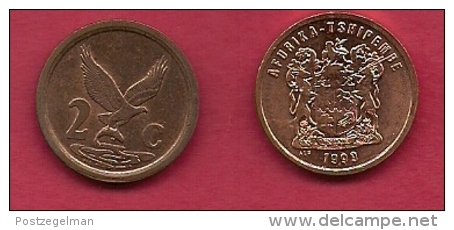 SOUTH AFRICA, 1999, 5 Off Nicely Used Coins 2 Cent C2154 - South Africa